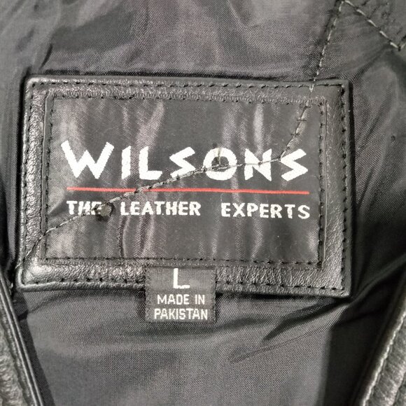 Vintage Wilsons Men' Black Leather Biker Vest L  Biker  Grunge Y2K Eagle Sturgis - Picture 9 of 10